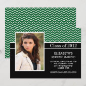 Modern Green Chevron Foto Graduation Party Kaart (Voorkant / Achterkant)