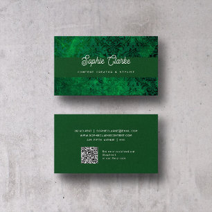 Modern Green   Elegant script met QR-code Visitekaartje