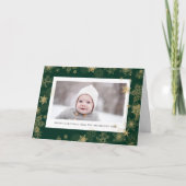 Modern Green Elegant Script Snowflakes Bokeh Feestdagen Kaart (Voorkant)