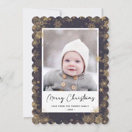 Modern Green Elegant Script Snowflakes Bokeh Feestdagenkaart (Voorkant)