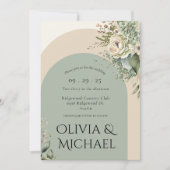 Modern Green Floral Abstract Simple Wedding Kaart (Voorkant)