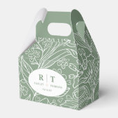Modern Green Floral Monogram Dank je huwelijk Bedankdoosjes (Voorkant Zijde)