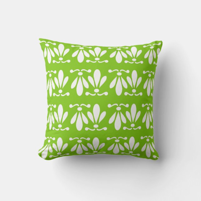 Modern Green Floral Pattern Pillow Kussen (Voorkant)