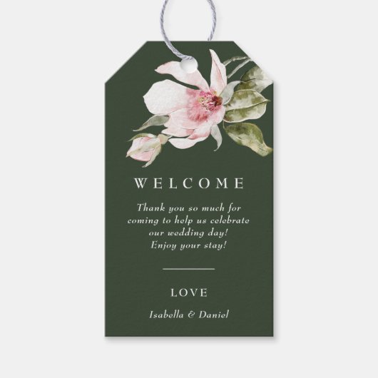 Modern Green Floral Wedding Welcome Bag Label Cadeaulabel (Voorkant)