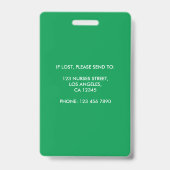 Modern Green Geometric Registered Neurse Foto ID Badge (Back)