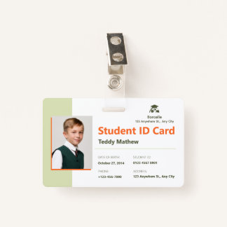 Modern Green Geometric Student ID Kaart Badge
