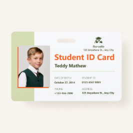 Modern Green Geometric Student ID Kaart Badge