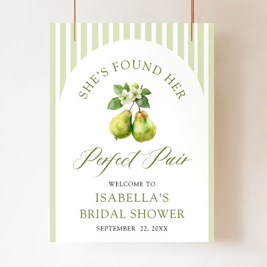 Modern Green Gingham Perfect Pair Bridal Shower Poster