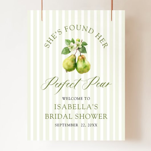 Modern Green Gingham Perfect Pear Bridal Shower Poster