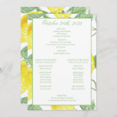 Modern Green Gold Lemon Wedding Programme Programma (Voorkant / Achterkant)