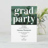Modern Green Gold Marble Graduation Party Kaart (Staand voorkant)