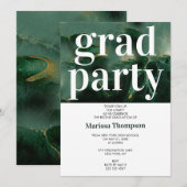 Modern Green Gold Marble Graduation Party Kaart (Voorkant / Achterkant)