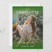 Modern Green Gold Photo Afstuderen Kaart (Voorkant)