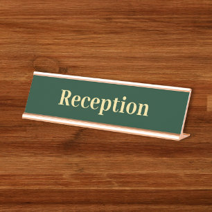 Modern Green Gold Professional Kantoor Receptie Bureau Naambordje