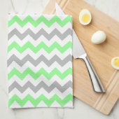 Modern Green Gray Chevron Pattern Kitchen Towel Theedoek (Quarter Fold)