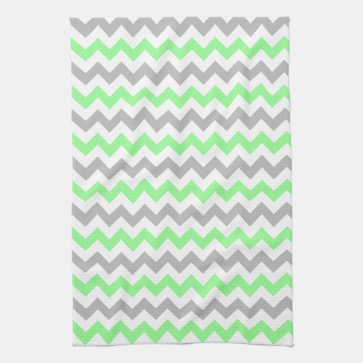 Modern Green Gray Chevron Pattern Kitchen Towel Theedoek (Verticaal)