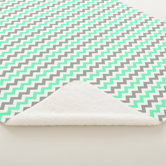 Modern Green Gray Chevron Pattern Sherpa Deken (3/4)
