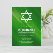 Modern Green Grunge Bar Mitzvah Invitaties Kaart (Staand voorkant)