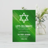 Modern Green Grunge Bar Mitzvah Reception Kaart (Staand voorkant)