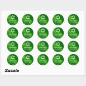Modern Green Grunge Bar Mitzvah Ronde Sticker (Vel)