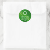 Modern Green Grunge Bar Mitzvah Ronde Sticker (Tas)
