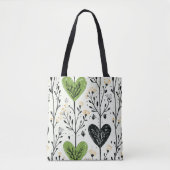Modern Green Heart Botanical Tote Bag (Devant)