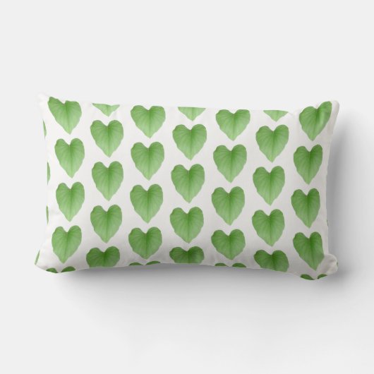 Modern Green Heart Leaf Pattern op White Kussen (Achterkant)