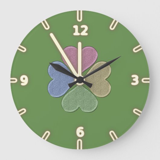 Modern Green Irish Shamrock, St. Patrick's Day Grote Klok (Voorkant)