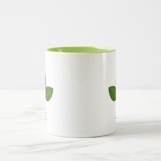 Modern Green Laurel Leaf Tweekleurige Koffiemok (Center)