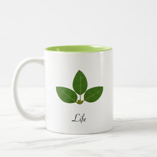 Modern Green Laurel Leaf Tweekleurige Koffiemok (Links)
