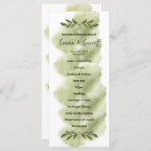 Modern Green Leaf Minimalist Wedding Program Programma (Voorkant / Achterkant)