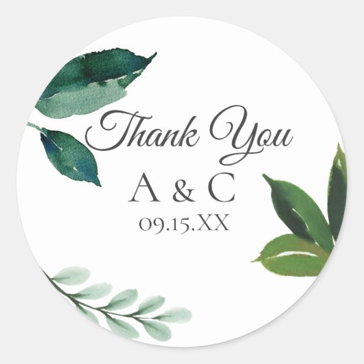 Modern Green Leaf Ronde Sticker (Voorkant)