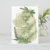 Modern Green Leaf Wedding Invitation Kaart (Staand voorkant)
