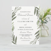 Modern Green Leaf Wedding Rehearsal Dinner Invite Kaart (Staand voorkant)