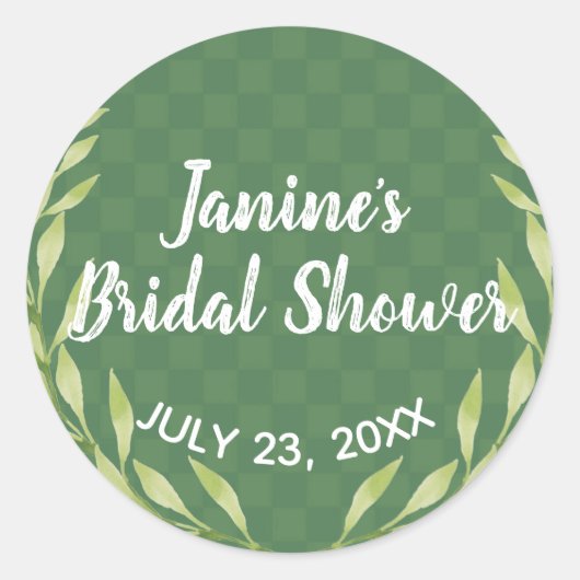 Modern Green Leaf Wreath  Ronde Sticker (Voorkant)