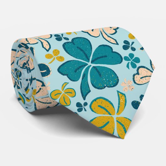 Modern Green Lucky Clover Shamrock Pattern Neck Ti Stropdas (Opgerold)