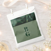 Modern Green Marble Monogram Wedding Bedankzakje (Geknipt)