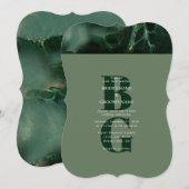 Modern Green Marble Monogram Wedding Kaart (Voorkant / Achterkant)