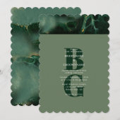 Modern Green Marble Monogram Wedding Kaart (Voorkant / Achterkant)
