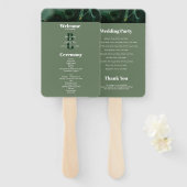 Modern Green Marble Monogram Wedding Programme Handwaaier (Voorkant en achterkant)