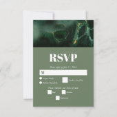 Modern Green Marble Monogram Wedding RSVP Kaartje (Voorkant)