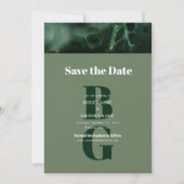 Modern Green Marble Monogram Wedding Save The Date (Voorkant)