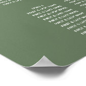 Modern Green Marble Monogram Wedding Seating Chart Poster (Hoek)