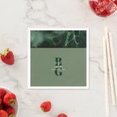 Modern Green Marble Monogram Wedding Servet (Insitu)