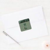 Modern Green Marble Monogram Wedding Vierkante Sticker (Envelop)