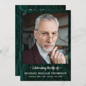 Modern Green Marble Photo Order of Service Funeral Programma (Voorkant / Achterkant)