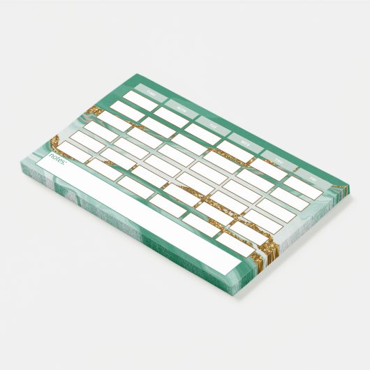 Modern Green Marble Weekly School Schedule Post-it® Notes (Schuin)