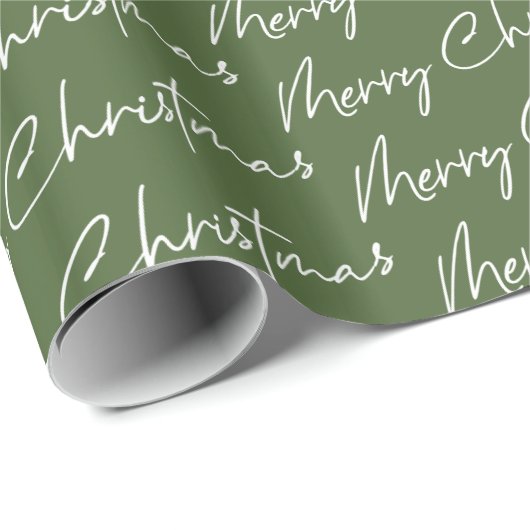 Modern Green Merry kerst Cadeaupapier (Rol Hoek)