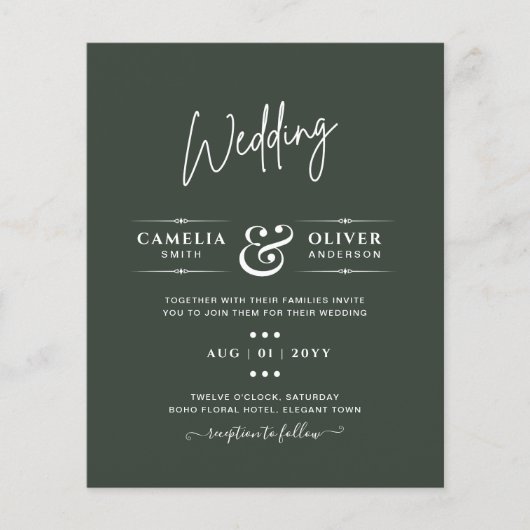 Modern Green Monochrome Wedding (Voorkant)