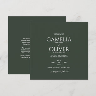 Modern Green Monochrome Wedding Kaart
